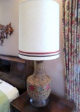 Very Nice Mid Century Modern table lamp, cork and geometric design, 42