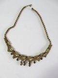 Green and citrine colored rhinestone necklace