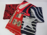 Five lovely scarves, red and blue