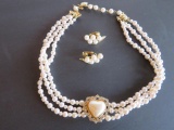 Pearlized beaded choker necklace and earring set, Richelieu