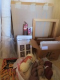 Large Craft lot, yarn, crewel projects, canvas, and frames
