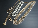 Large lot of beaded and goldtone fashion jewelry