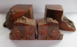 Two sets of petrified wood bookends