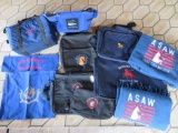 Assorted Horse Show Award totes, cooler, blankets and clothing bags