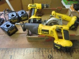 DeWalt tool lot, 18V, three tools with batteries and chargers