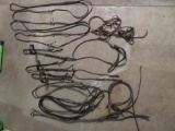 Assorted leather working bridles and reins