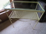 Metal side table with glass top