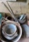 Large lot of cst iron kettles and lead kettles, toy soldier mold