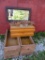 Nice primitive wood box, four wood drawers and mirror