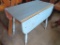 Blue painted drop leaf table, wobbly needs work