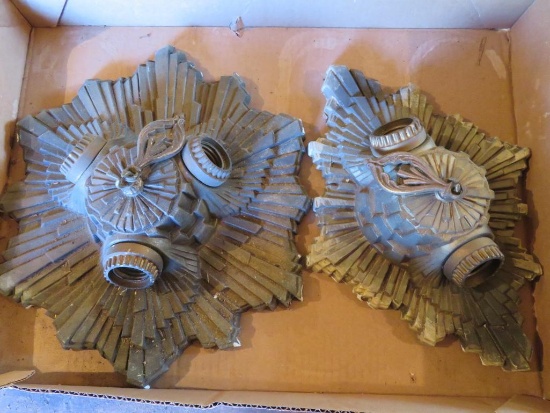Two 12" ornate ceiling fixtures, cast metal