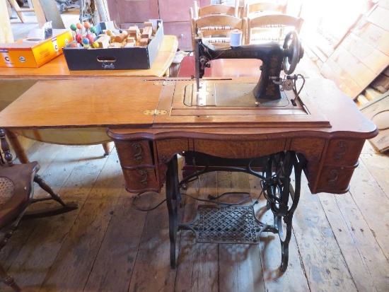 Davis Treadle Sewing Machine with cabinet