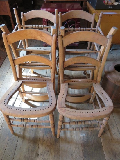 Set of six ladder back chairs, need caning