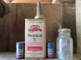 Mobil Oil Gargoyle E oil can, Ball oil jar and Clutch compound
