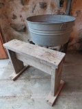 Galvanzied wash tub and wooden stand