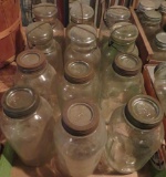 Dozen clear Ball 1/2 gallon canning jars, bail handle and glass insert