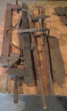 Old Farm tools and wood clamps