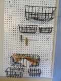 Six peg board organizing baskets and three shuttles