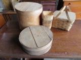 Basket and cheese box lot