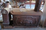 1865 Economy Cast Iron Brand & Co Stove Milwaukee, fruit decorated, 46