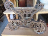 Clover Leaf Unloader Hay Carrier Trolley, Industrial Decor, Rustic Farmhouse