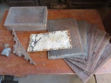 12 pieces of pierced tin, sifting screan and carving