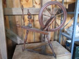 East Coast spinning wheel, eagle stamp on front of table, 37