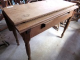 Drop leaf farmhouse work table, one leaf is off but present