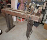 Early 4' wood lathe work bench