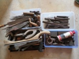 Large tool lot with rasps, chisels and sharpening stones