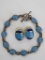 Larimar style bracelot and earrings, 925