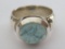 Solitaire stone ring, textured band, size 9 1/2, marked 925