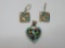 Inlay earrings and heart pendant, 925