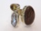 Modernistic Design ring, stone and pearl, SI designer