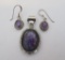Stone pendant slide and earrings, purple, 5 Ster