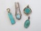 Four moderistic style stone pendants, 3/4