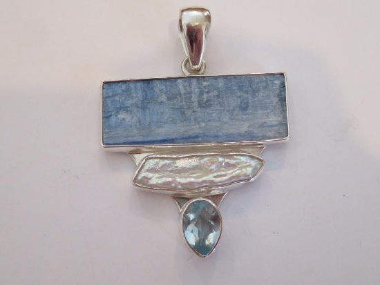 Modernistic Design, Charles Albert, pendant, sterling, 2 1/2"