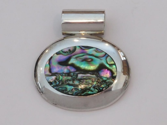Sterling 925 Abalone pendant enhancer, 1 1/2", modernistic design