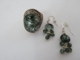 NH 925 Ring size 8 and beaded earrings