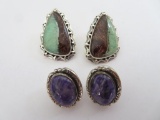 Two pair of lovely stone earrings, 925