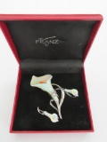 Franz Porcelain Calli Lily pin and earring set with box
