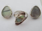 PB 925 earrings and Abalone ring, 925