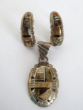 Southwest style sterling earrings and pendant