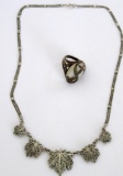 Marcacite necklace and ring