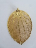 Gold tone dipped leaf Pendant, 2 1/4