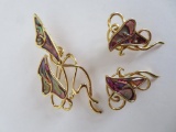 Dari Modernistic lily earrings and pin, abalone