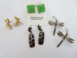 Three fun sets of sterling and 925 pierced earrings