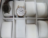 Two Mens wristwatches Brittania and Pieve Nicol with storage box for watches