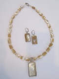 Abalone and pearlized necklace, earrings and pendant enhancer