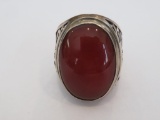 Carnelian color stone ring, estimate size 9, Isreal 925